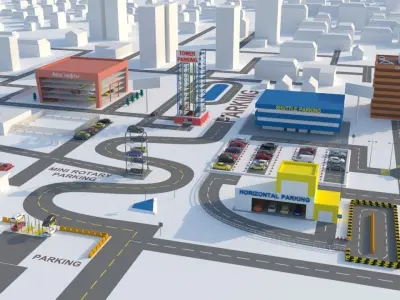 Car parking animation 3D model