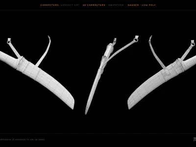 Game ready 3D fighting knife dagger Free low-poly 3D model