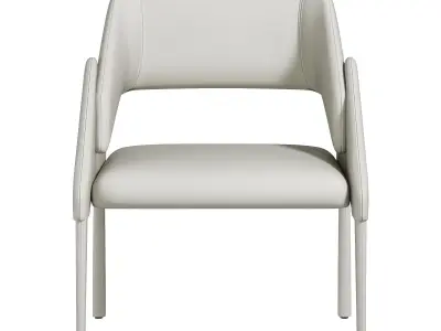  Modern White Faux Leather Dining Chair 3D model