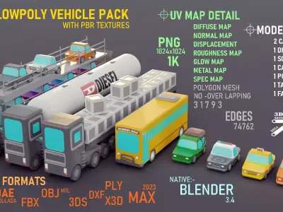 Lowpoly Vehicles 3D model