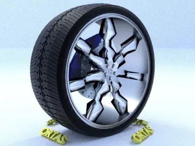 ORTAS CAR RIM 57 GAME READY RIM TIRE AND DISC 3D model