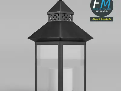 Lantern with candle 1 3D model