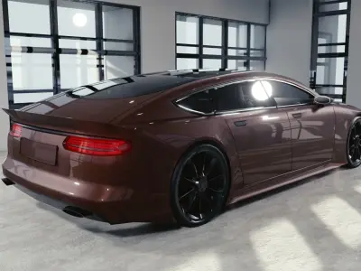 BLENDER EEVEE Brandless Mid Size 4 door coupe Low-poly 3D model