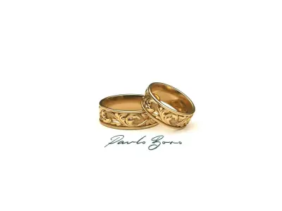 Wedding ring with ornament 3D print model