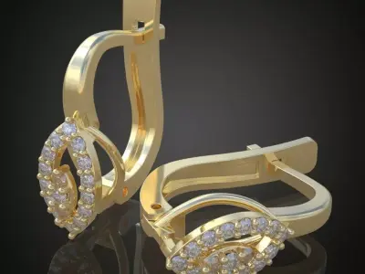 Earring 3D model 3D printable model 0124-6 3D print model