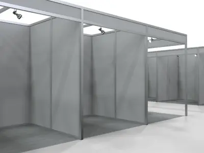 Fair Center with 2x2 Modular Exhibition Stands 3D model