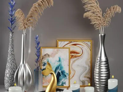 Decor Set No3 - by Clean Slate Scented Pillar Candle 3D model