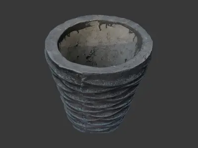 Aged Concrete Planter 3D Scan Low-poly 3D model
