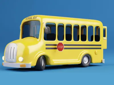 Stylized Cartoon School Bus - fully rigged 3D model