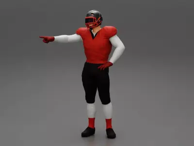 Rugby player standing pointing to the ball 3D print model