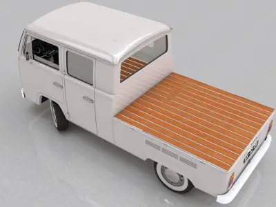 VOLKSWAGEN T2 PICKUP DOUBLE CAB 1974 3D model