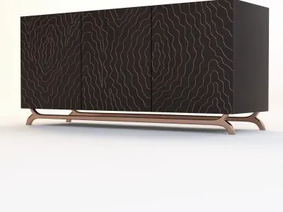 FAUX BOIS THREE DOOR CONSOLE 3D model