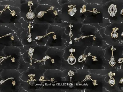 Jewelry Earrings CELLECTION 3D Model Pack