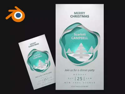 Christmas card 3D mockup for Blender 3D model