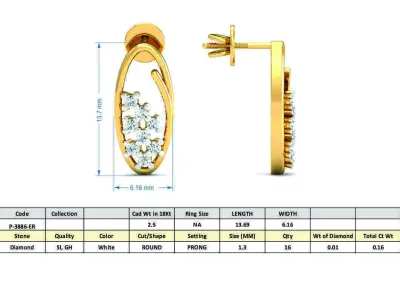 Solitaire Women Earring  3D print model