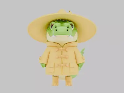 Crocodile Explorer toon Low-poly 3D model