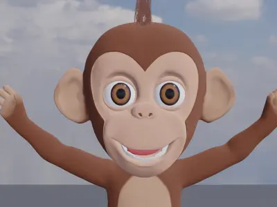 Cartoon monkey RIGGED Low-poly 3D model Low-poly 3D model