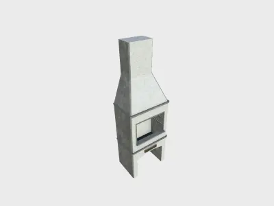 Brazilian Barbecue Grill 06 Concrete Light - Interior Design Low-poly 3D model