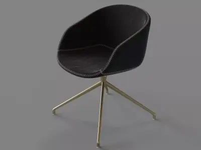 Swivel Chair Antique Brass 3D model