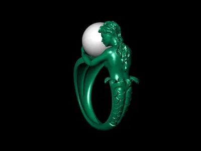 Mermaid pearl ring 3D model