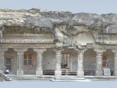 Real scan of Ajanta cave 1 Low-poly 3D model
