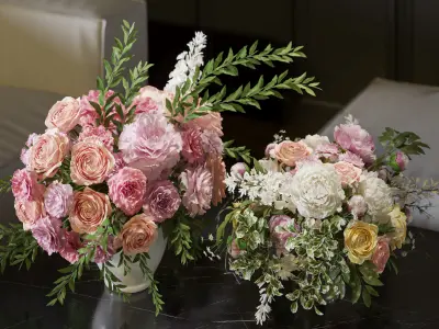 Flower Set 062 Pink bouquet carnation rose peony 3D model