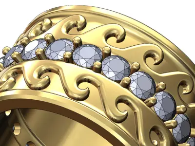 Eternity 3mm diamond double wave band US sizes 7 8 3D print model