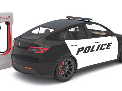 Tesla Y Police and Supercharger V3 3D model