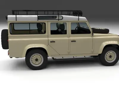 Land Rover Defender 110 Station Wagon w interior 3D model