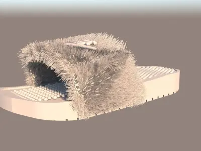 Slippers furry slipper Free 3D model