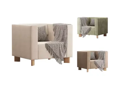 Armchair Hermes Velvet Light 3D model