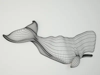 Hand-Carved Sperm Whale  3D model