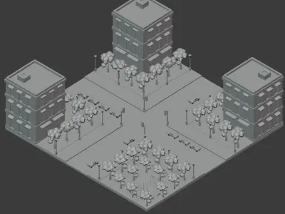 Low Poly Assets - Urban Neighborhood Low-poly 3D model