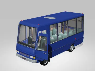 City Bus With Interior Low-poly 3D model