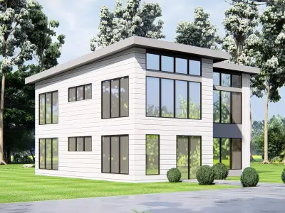 Modern Two Story American  Contemporary Architectural Design 3D model