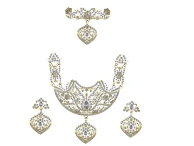 INDIAN LUXURY BRIDAL GOLD NECKLACE SET 3D PRINTABLE MODEL 3D print model