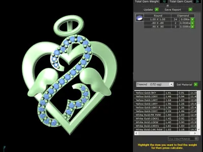 light weight yellow gold  diamond pendent -DOC-P8065 3D print model