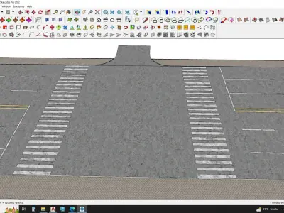 main road details arrows zebra crossing 3D model