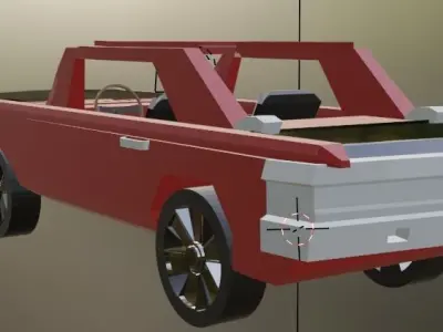 Red muscle car Low-poly 3D model