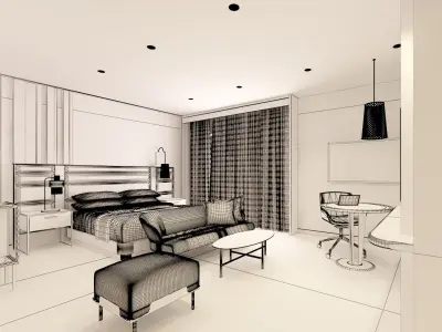 Hotel - Luxury Wealthy Suite Scene and Bathroom 3D model