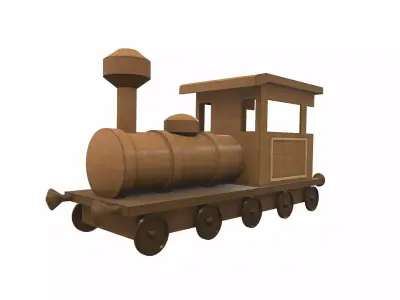 Wooden train locomotive toy 5 Free 3D model