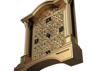 Classic Clock 016 Gold Low-poly 3D model