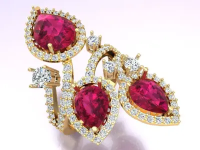 Gemstone rings - Teardrop-stone ring - Diamond rings - N3836 3D print model