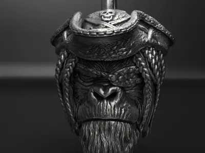 Animal pendant jewelry Pirate monkey vol2  3D print model