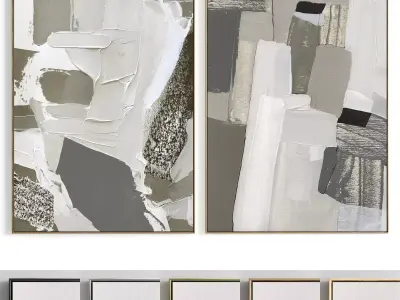 Plaster Two Photo Frame 171 Low-poly 3D model