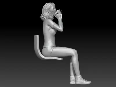 spectator at sports stadium girl 4 3D print model
