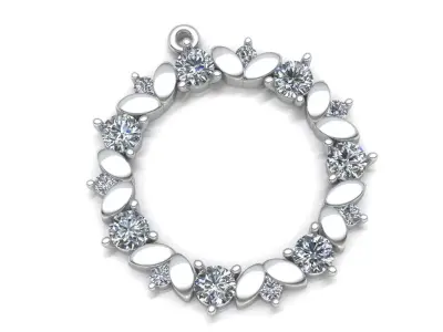 Pendant  circle with diamonds 3D print model