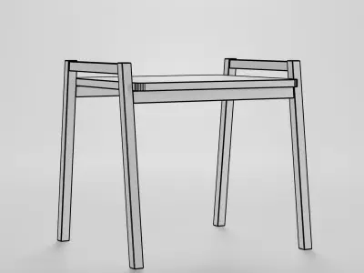 Wooden dining stool Free low-poly 3D model