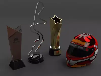 Trophy and Helmet Low-poly 3D model