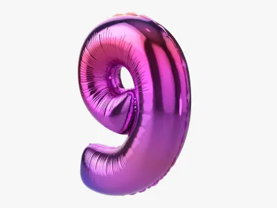 Foil balloon number nine 9 3D model